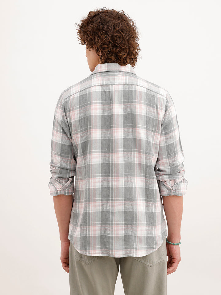 Slim Fit Textured Shirt  | Grey