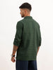 Textured Half Placket Full Sleeve Shirt | Dark Green