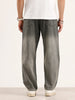 Loose Fit Pleated Denim Jeans | Grey