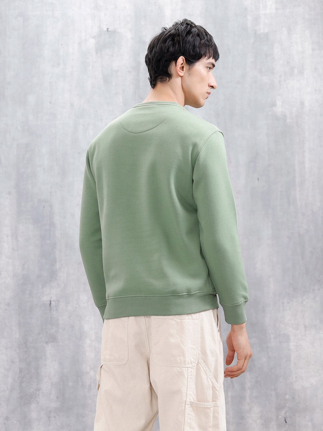 Varsity Printed Men’s Sweatshirt In Comfort Fit | Green