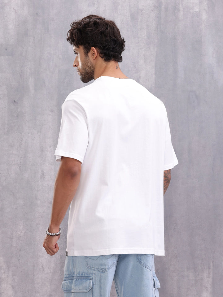 Retro Graphic Printed Oversized Fit T-shirt | White