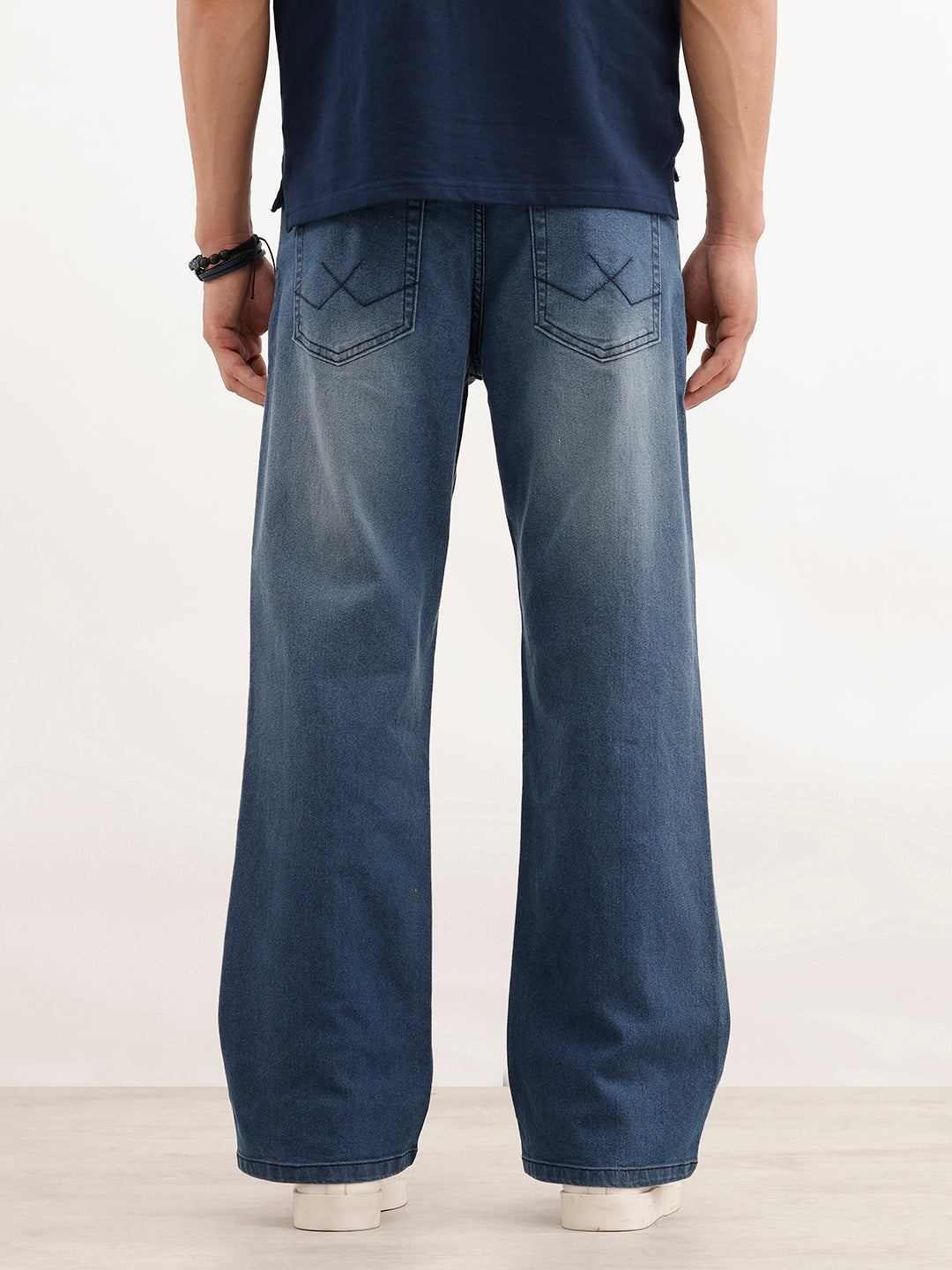 Bootcut Fit Faded Denim Jeans  | Light Blue