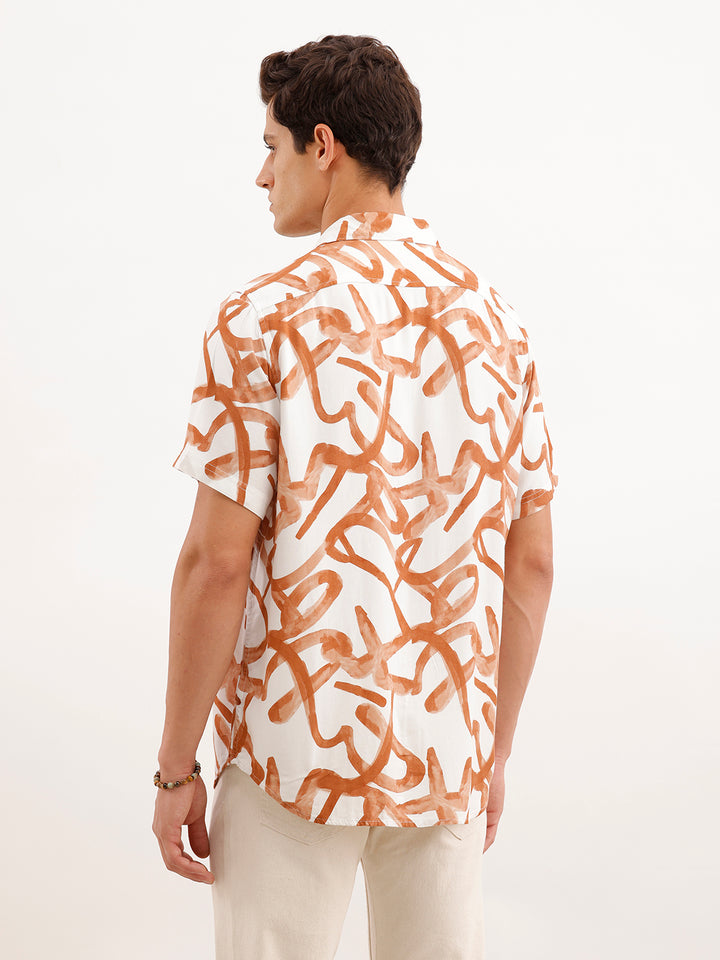 Slim Fit AOP Shirt  | White