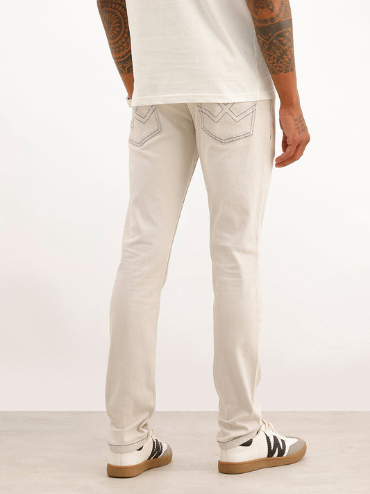Contrast Stitch Slim Fit Denim Jeans | Grey