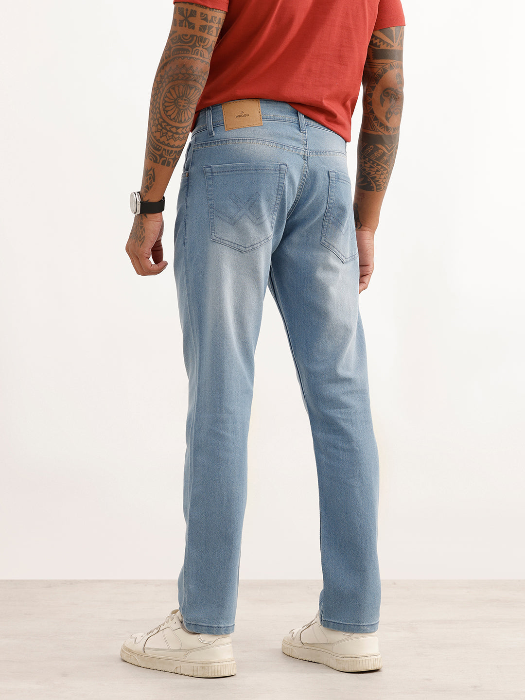 Straight Fit Faded Denim Jeans | Light Blue