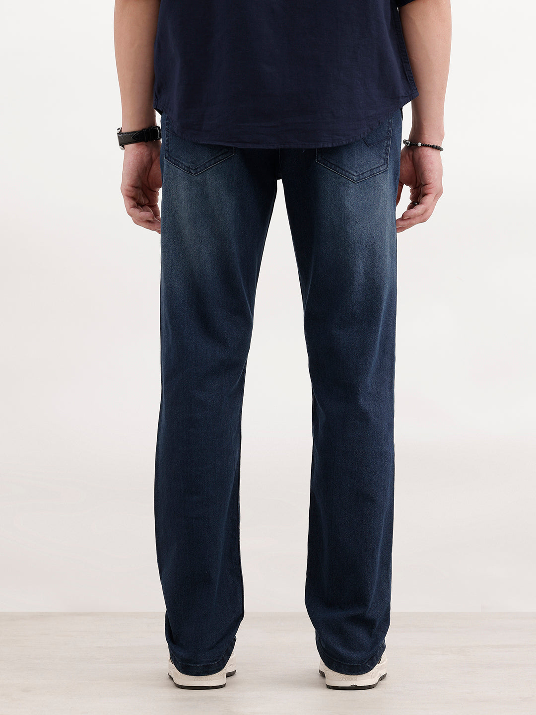 Faded Straight Fit Denim Jeans | Blue