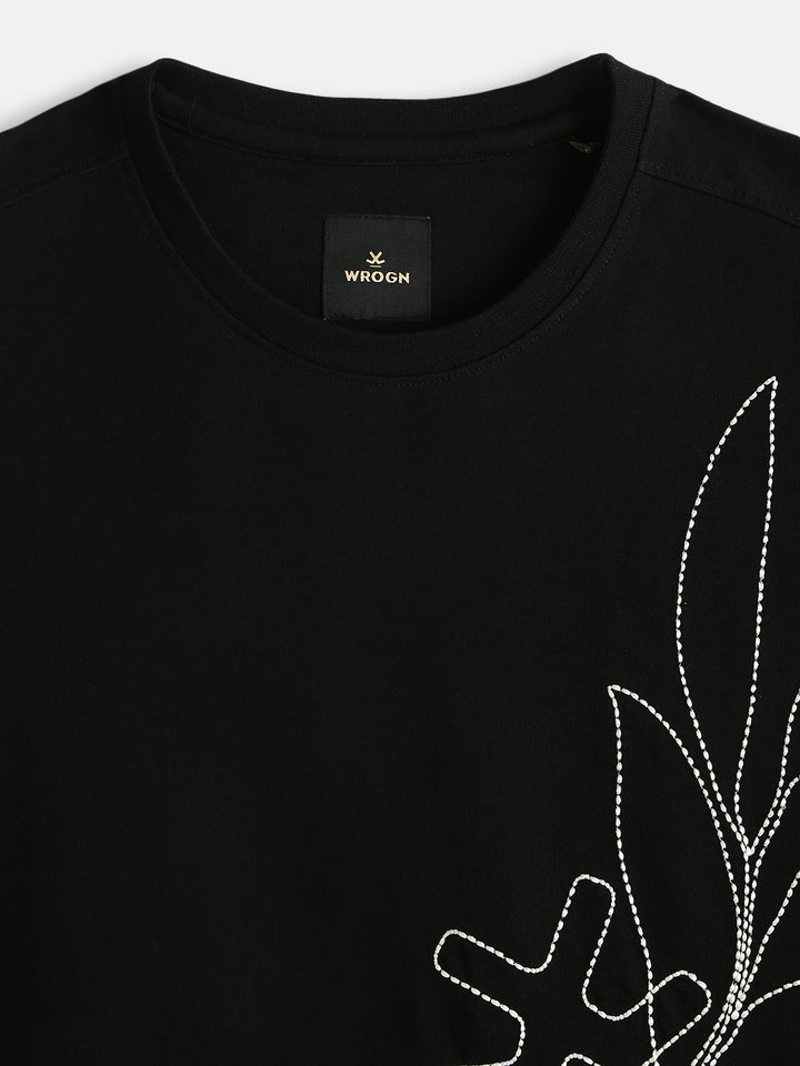 Embroidered Oversized T-Shirt | Black