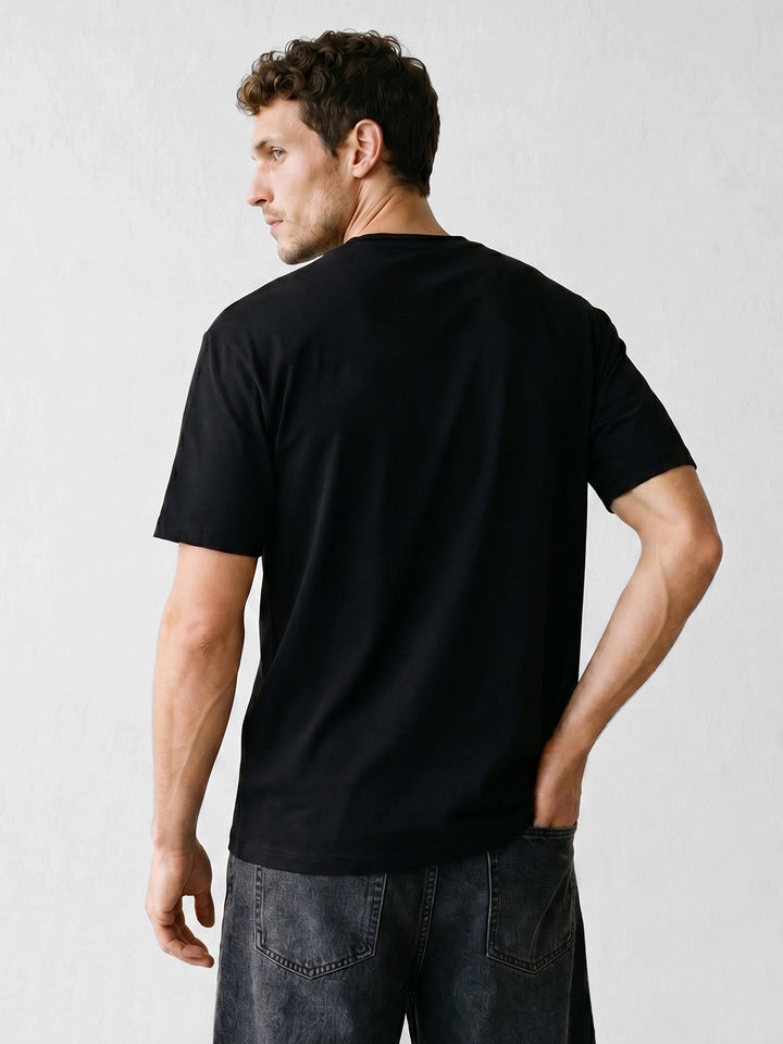 Classic Oversized Placement Printed T-Shirt | Black