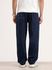 Loose Pleat Fit Denim Jeans | Dark Blue
