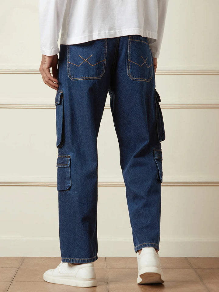 Loose Fit Utility Denim Cargo | Blue