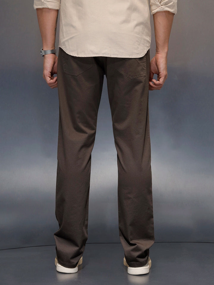 Men's casual straight fit trousers | Olive