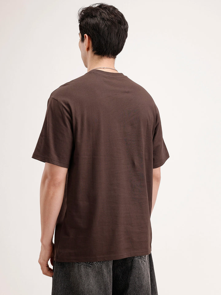 Classic Foil Printed T-Shirt | Brown