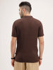 Slim Fit Textured Half Sleeve Shirt | Brown
