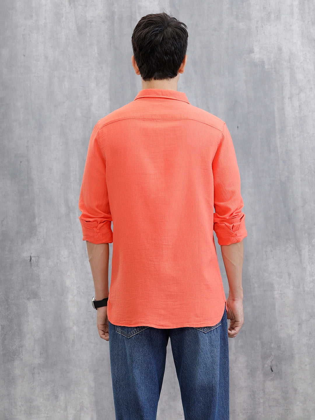 Mens Orange Regular Shirt  - F3ST3827 main image 1