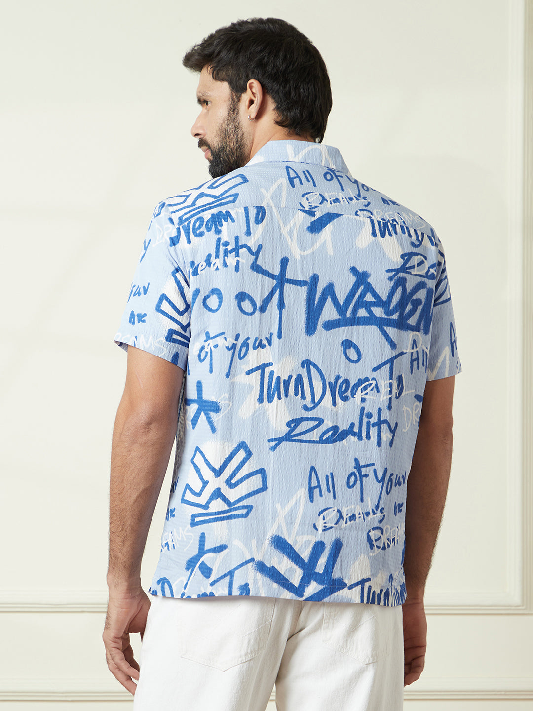 Abstract AOP Shirt in Sky Blue