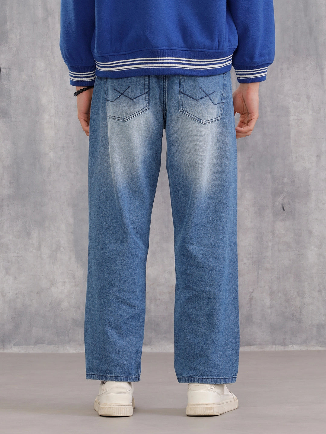 Loose Fit Cotton Stretch Mid Wash Jeans | Midstone