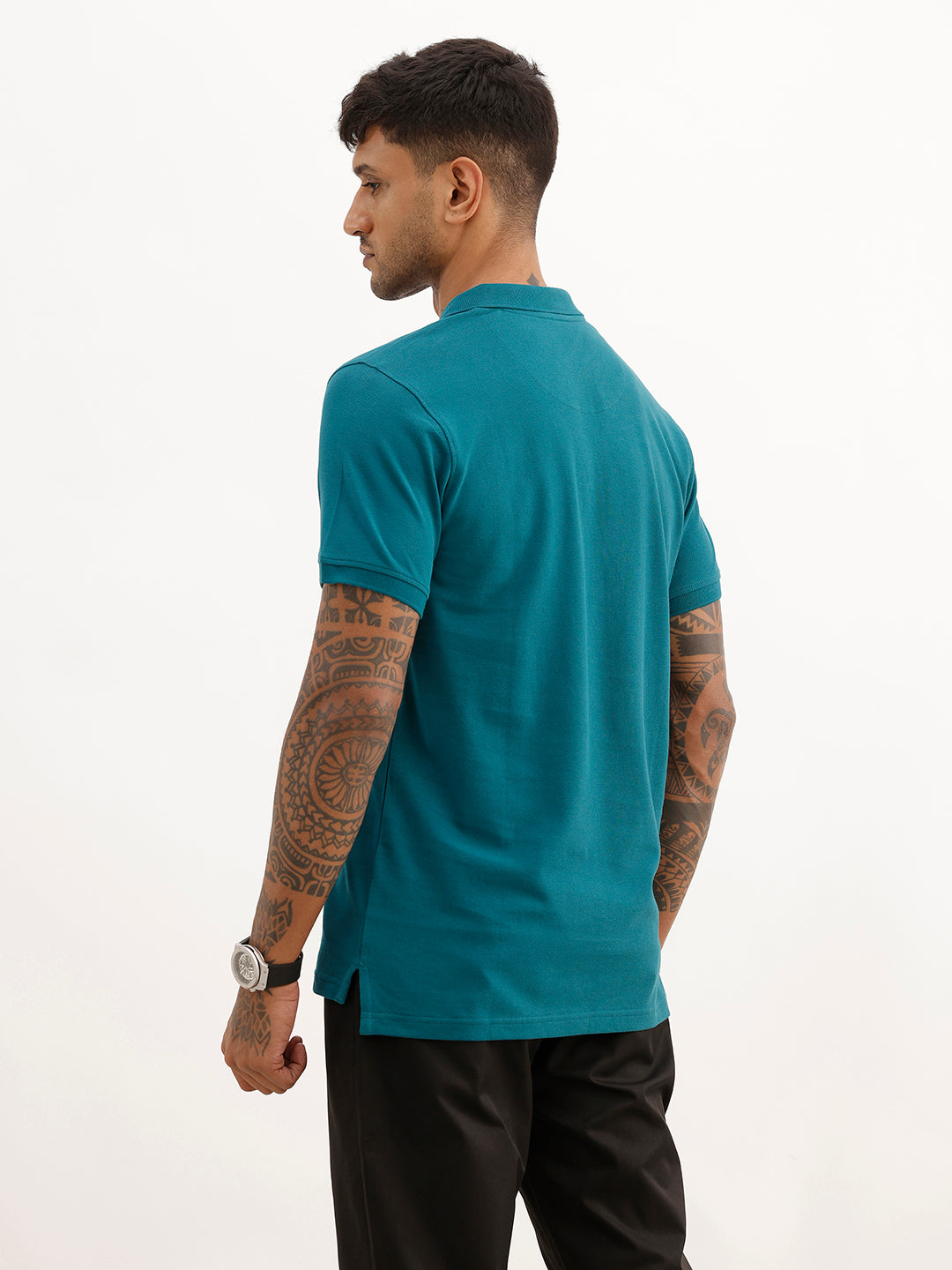 Solid Slim Fit Polo T-Shirt | Teal | WWTS321F