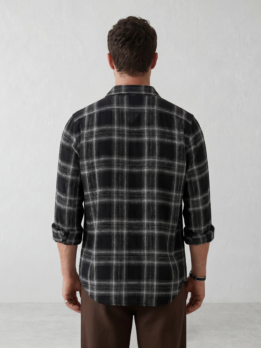 Classic Regular Fit Checkered Shirt | Black