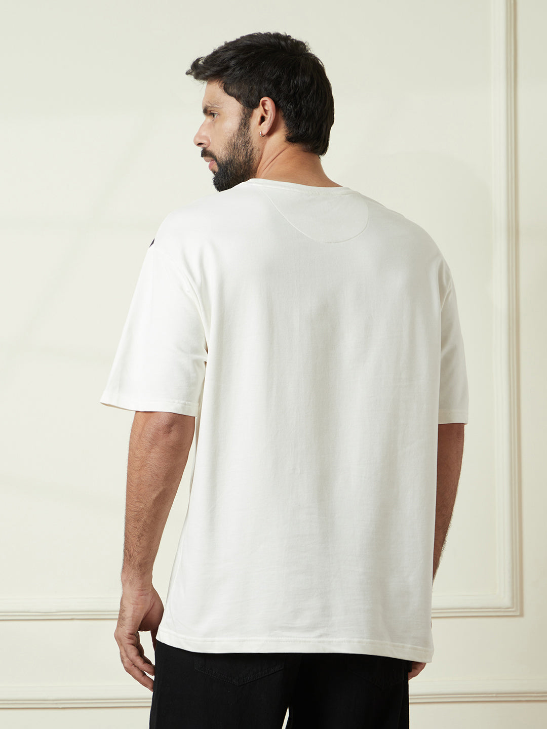 Oversized Placement Printed T-Shirt in Off White