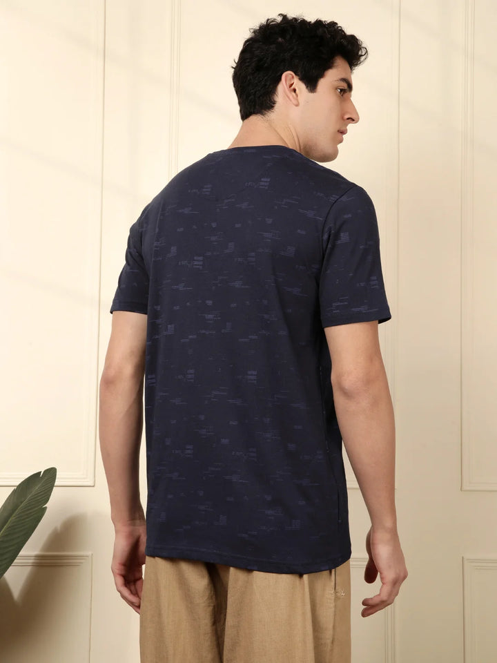 Tonal Regular Fit AOP T-Shirt | Navy Blue