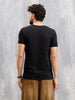 Textured Laser Cut Transfer Print Brand Carrier Crew Neck T-Shirt | Black