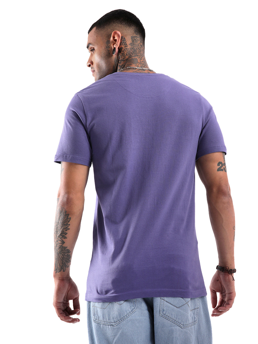 Wrogn Pixel Printed Purple T-Shirt