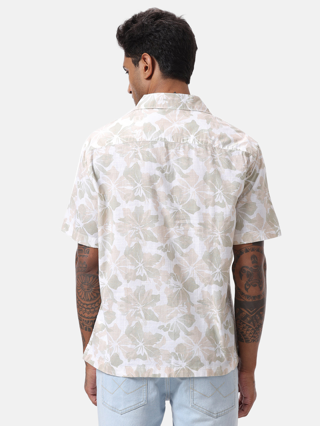 Beige Floral AOP Spoyl Shirt