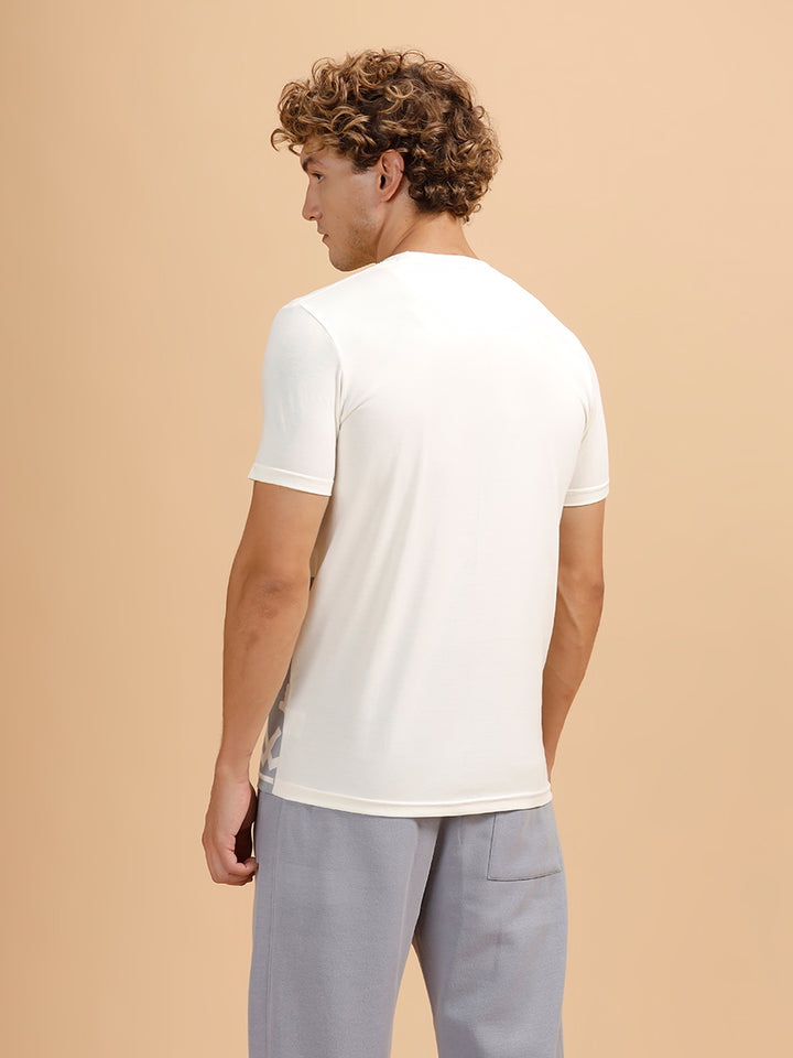 Placement Print Slim Fit T-Shirt | White