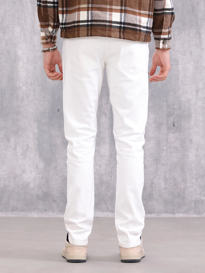 Slim Fit Paint Splash Jeans | White
