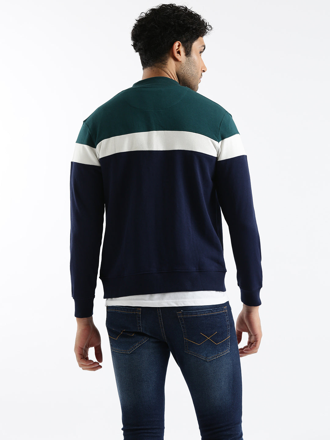 Colour-Blocked Comfort Teal Sweatshirt