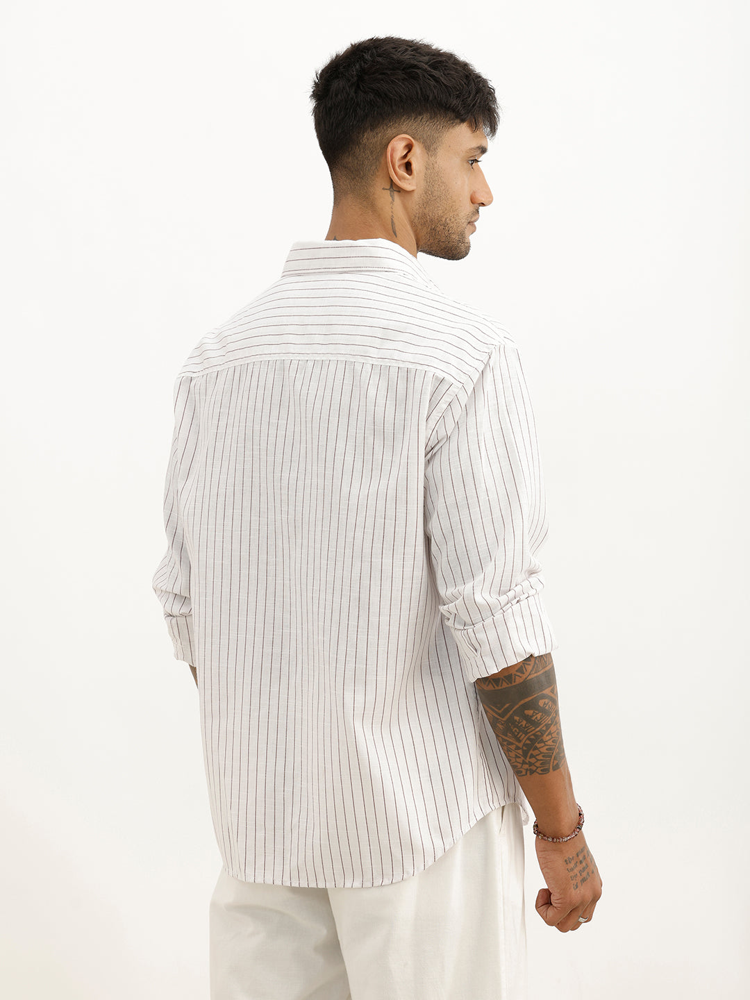 Classic Slim Fit Striped Shirt | Brown