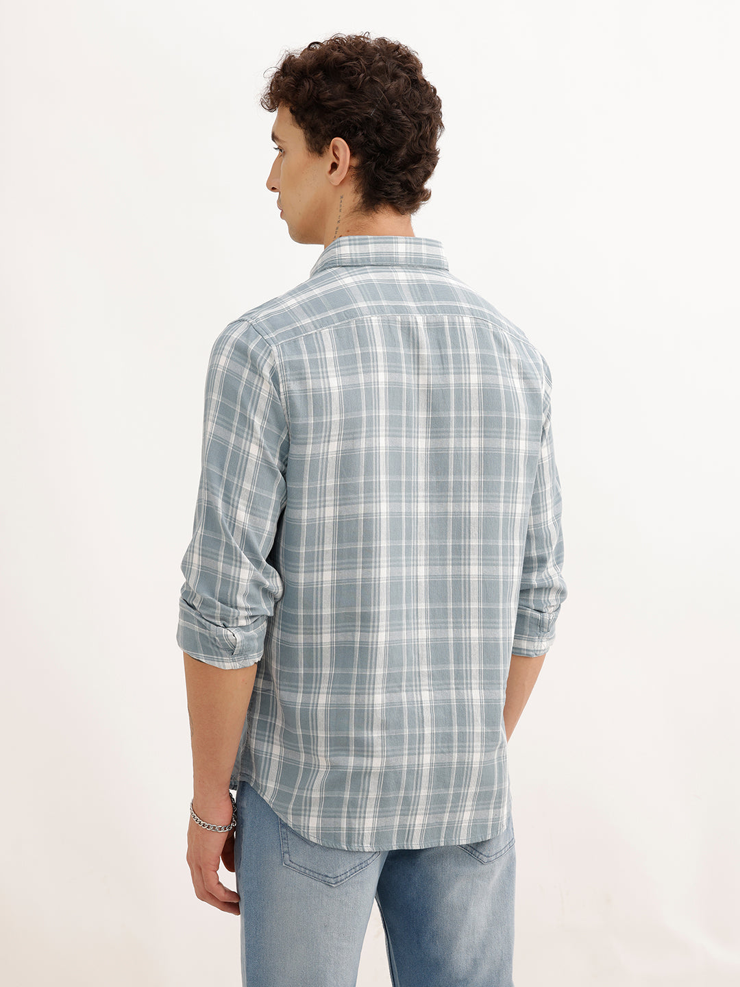 Regular Fit Checkered Shirt | Teal