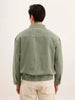 Oversized Zipper Denim Jacket | Olive