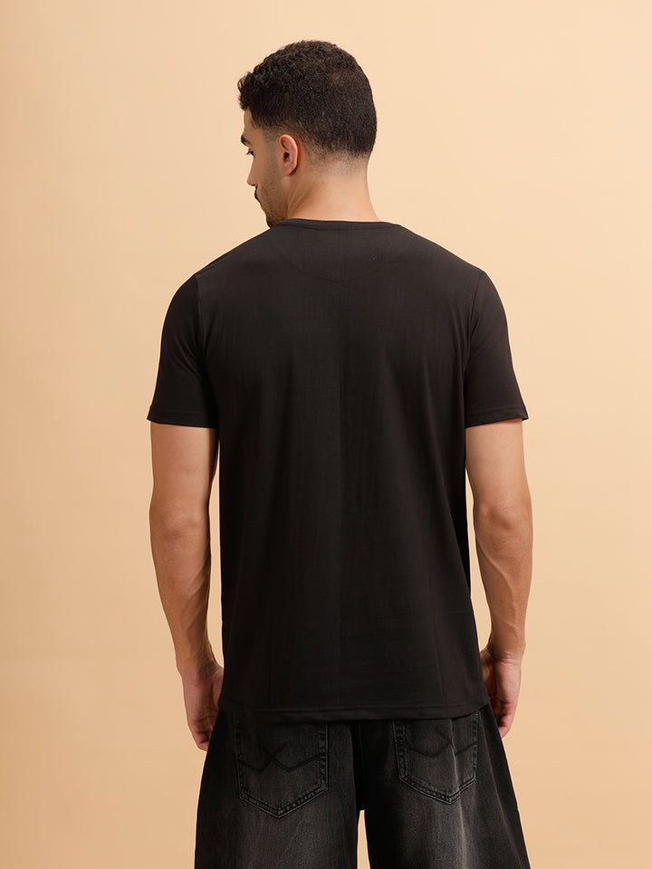 Sprayed Logo Printed T-Shirt | Black