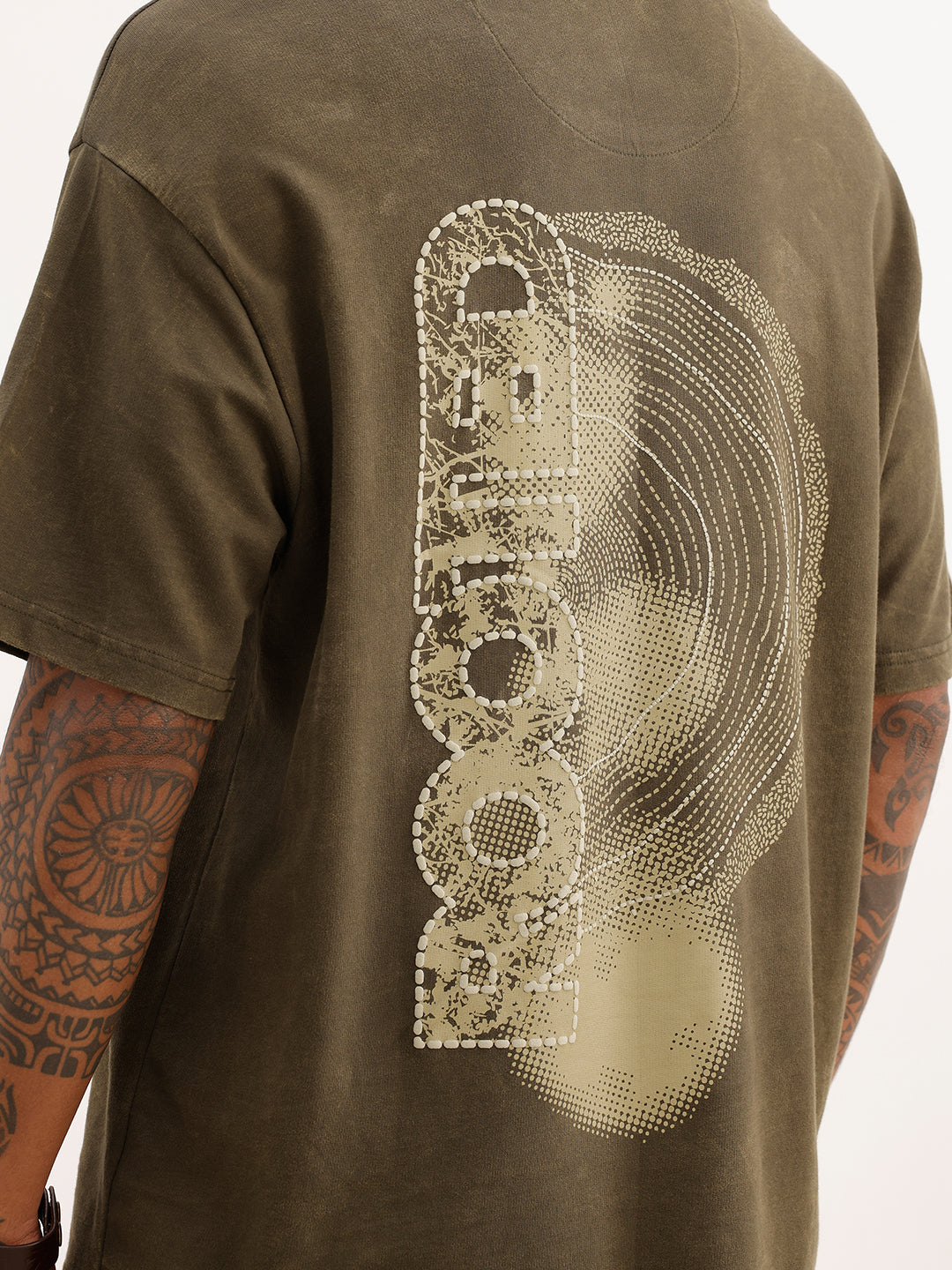 Oversized Back Printed T-Shirt | Olive