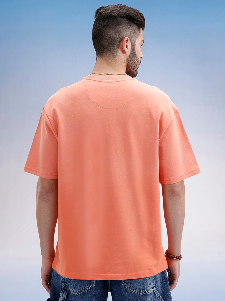 Oversized Fit Front Printed T-Shirt | Peach