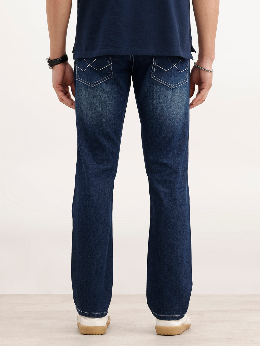 Faded Straight Fit Denim Jeans  | Blue