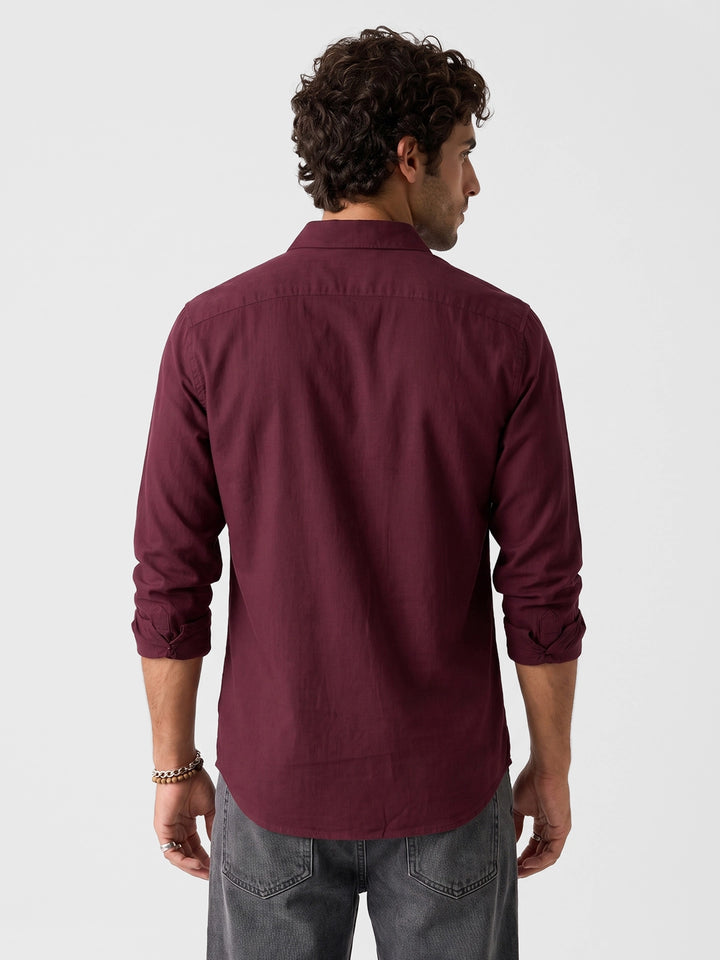 Solid Full Sleeve Shirt | Maroon