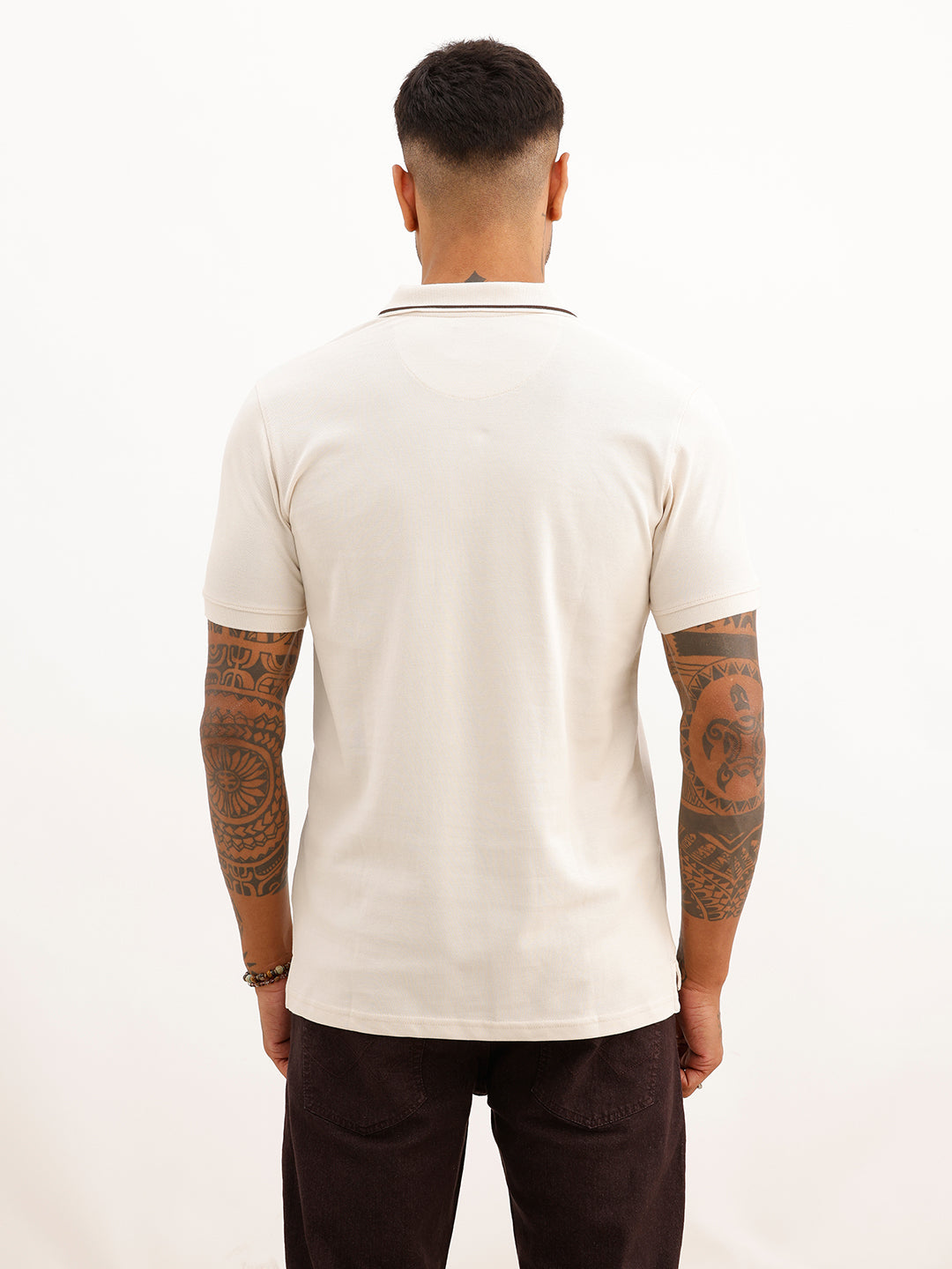 Regular Fit Tipping Collar Polo T-Shirt | Beige
