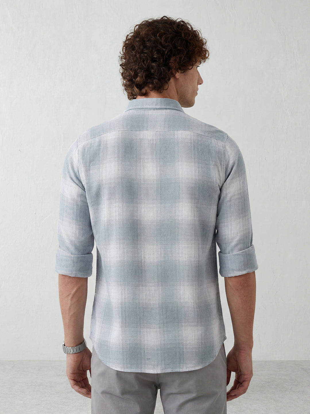 Classic Regular Fit Checkered Shirt | Light Blue