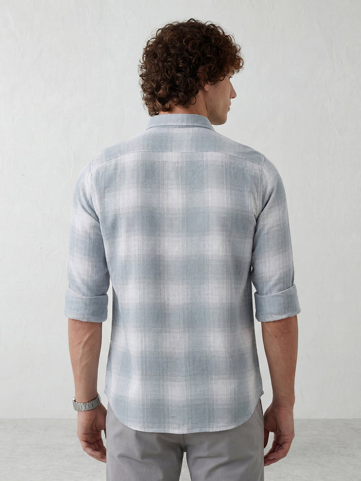 Classic Regular Fit Checkered Shirt | Light Blue
