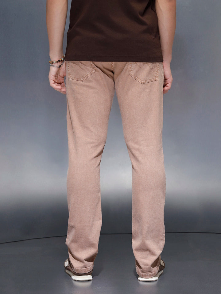 Men's Casual Straight Fit Denim Trousers  | Khaki