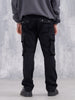 Straight Fit Cotton Twill Utility Trousers With Snap Pockets | Black