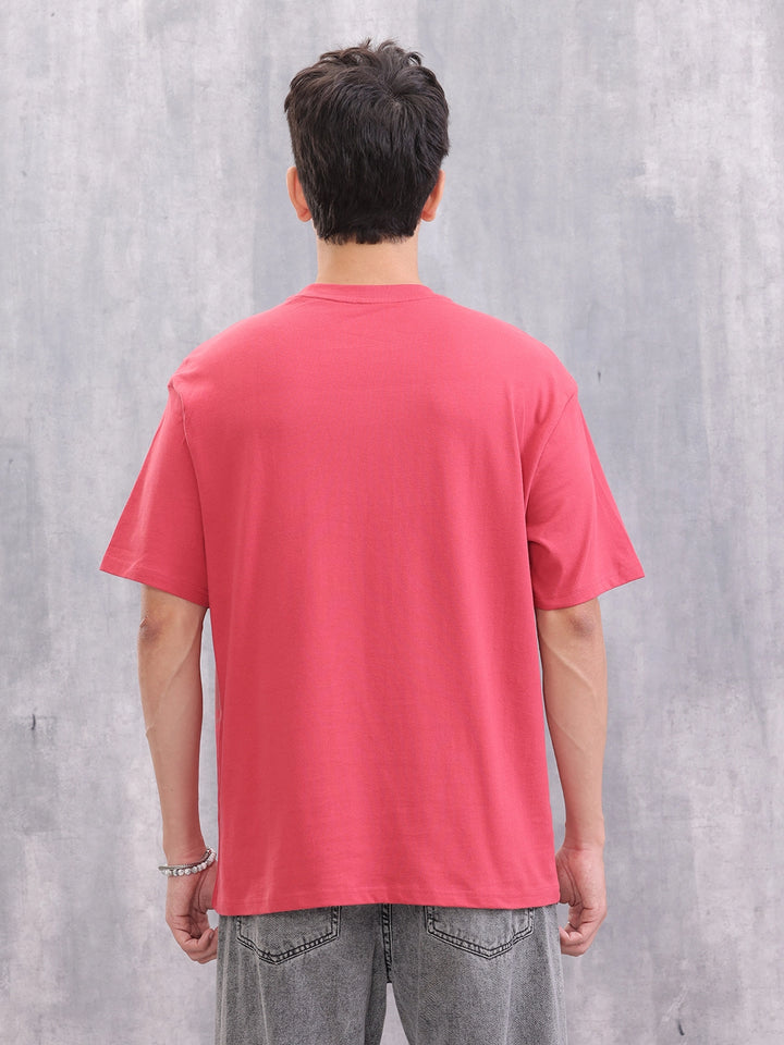 Tonal Logo Printed Oversized T-shirt | Red