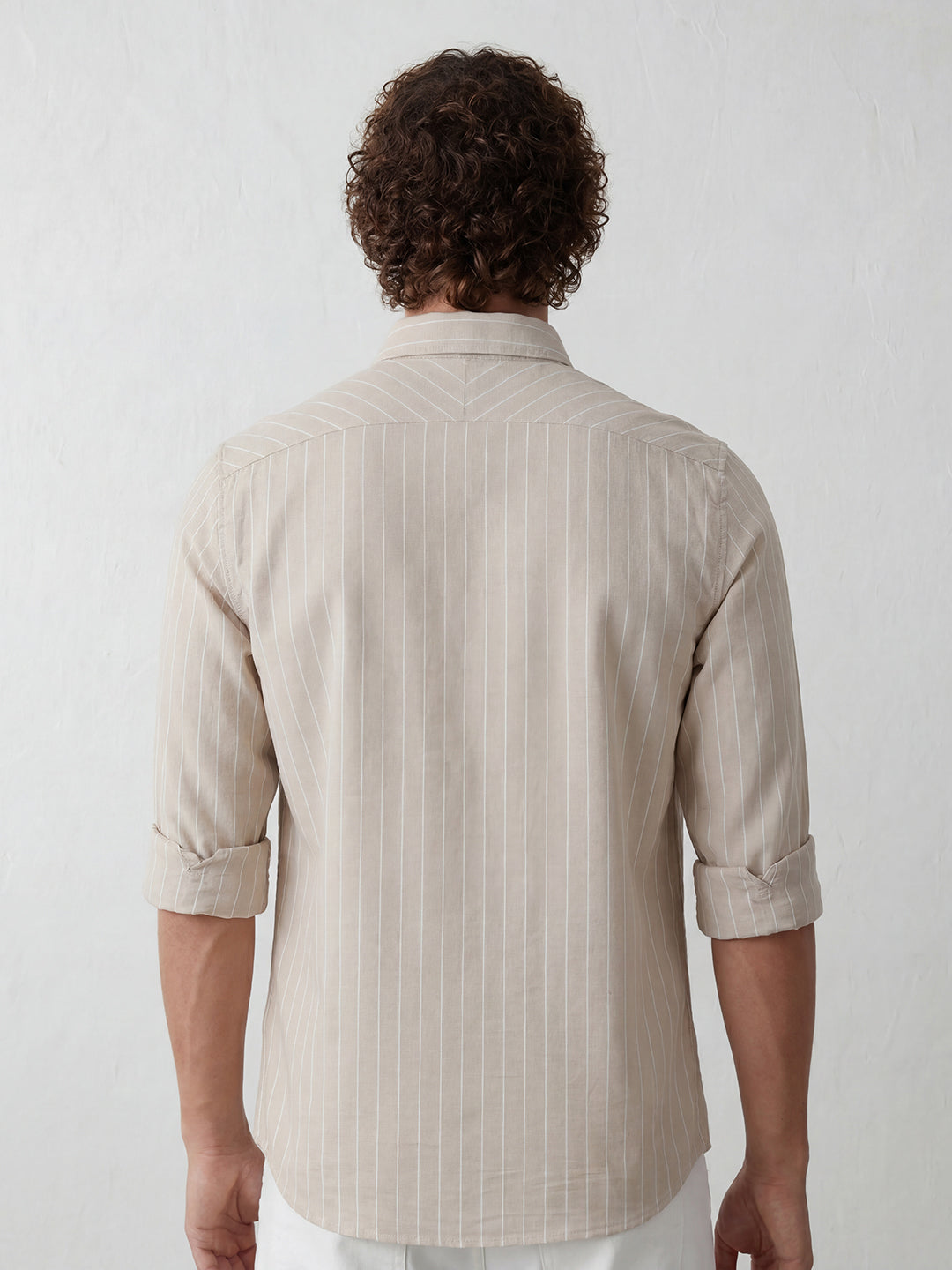 Slim Fit Striped Shirt | Beige