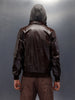 Faux Leather Mock Layer Hooded Jacket | Dark Brown