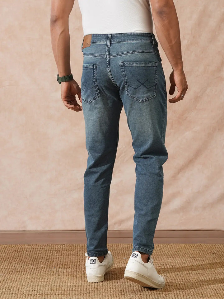 Heavy Fade Skinny Crop Jeans | Blue