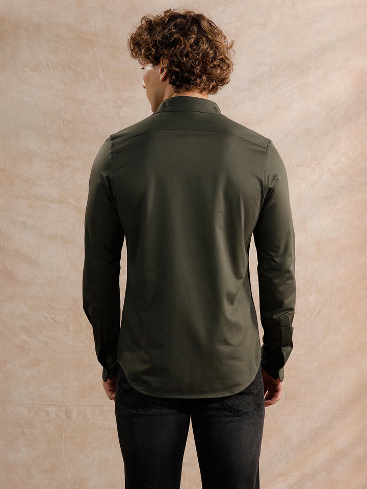 Solid Stretch Slim Fit Shirt | Olive