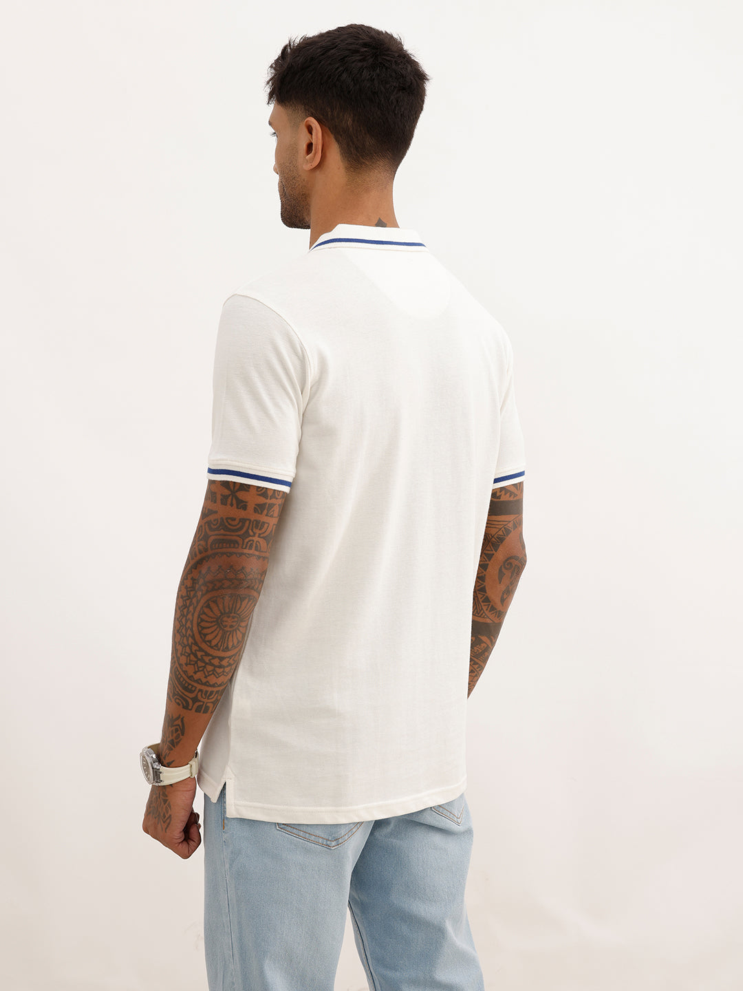 Slim Fit Tipping Collar Polo T-Shirt | Off White