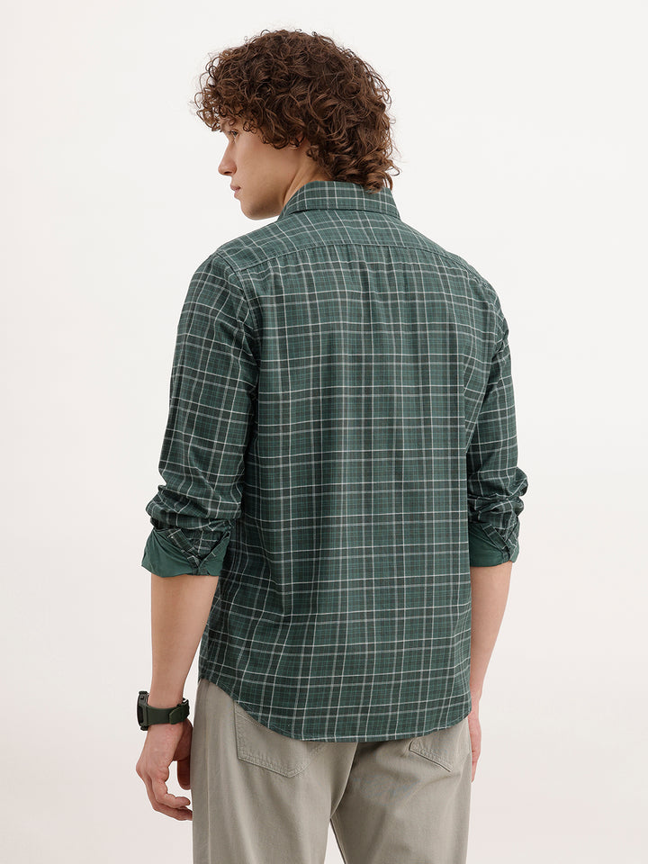 Slim Fit Checkered Shirt  | Dark Green